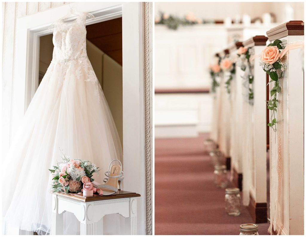 Wedding Dress details in beautiful wedding chapel north carolina